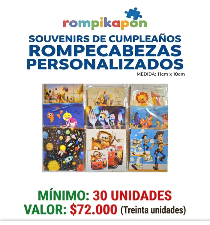 Souvenirs Personalizado Cumpleaños infantil 30unid