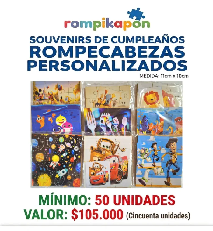 Souvenirs Personalizado Cumpleaños infantil 50unid