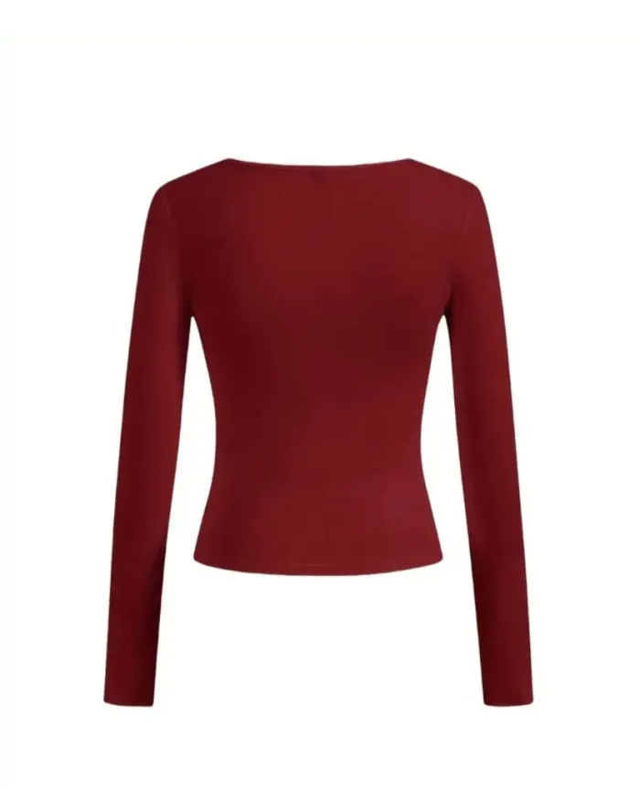 SHEIN Polo manga larga con cuello cuadrado 2