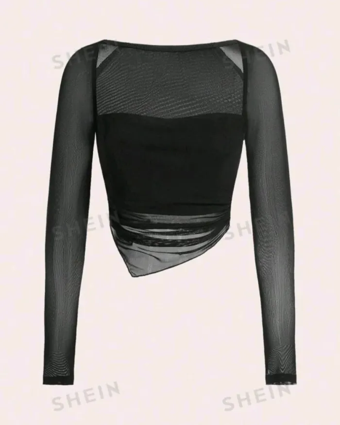 SHEIN EZwear Top asimétrico con cuello cuadrado