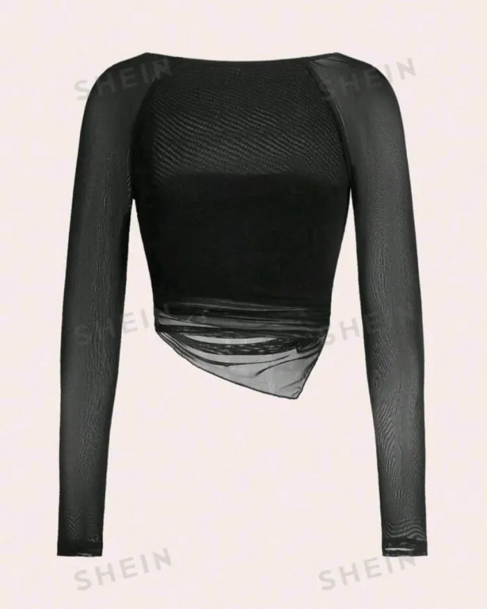 SHEIN EZwear Top asimétrico con cuello cuadrado 2