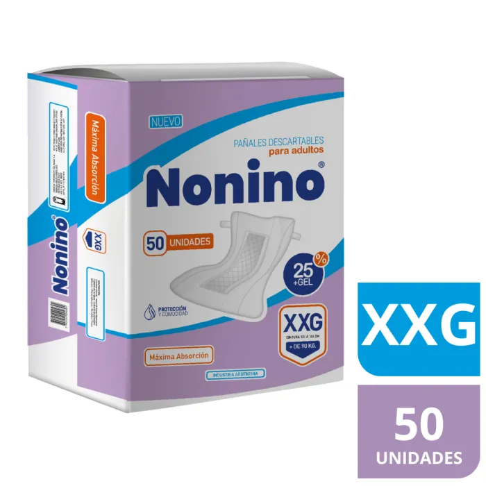 pañal recto nonino talle XXG x 50
