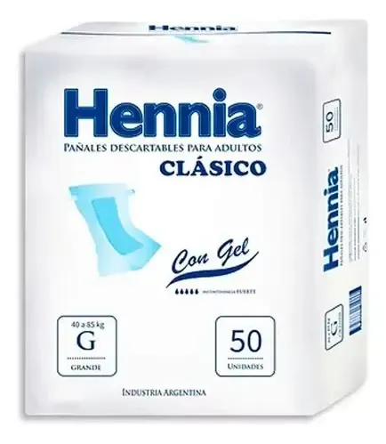 pañal HENNIA recto clasico talle g x 50