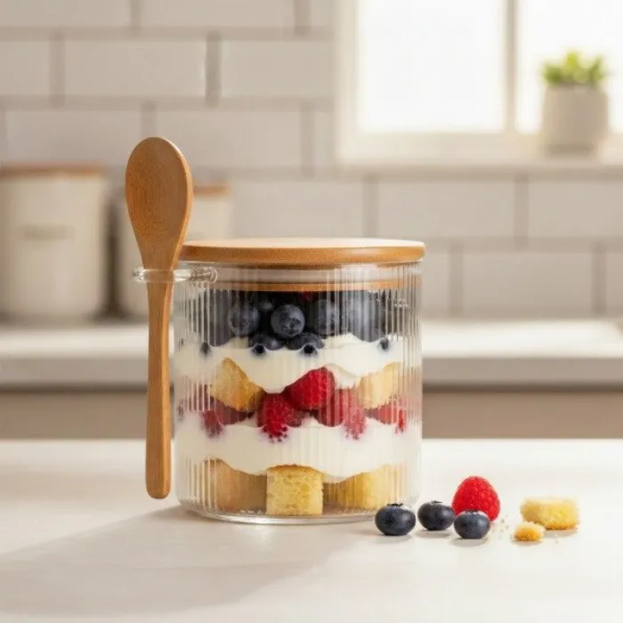 Frascos de Vidrio para Postres con Cuchara