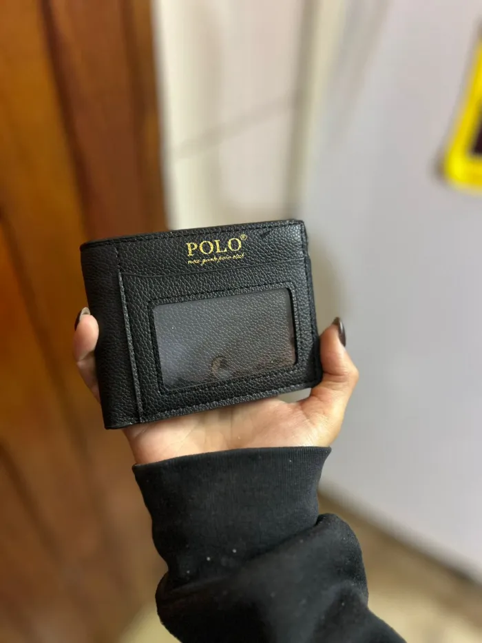 Billetera polo en cuero negro 2
