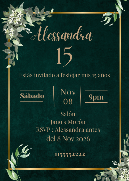 Invitación PDF Simple 15 Años
