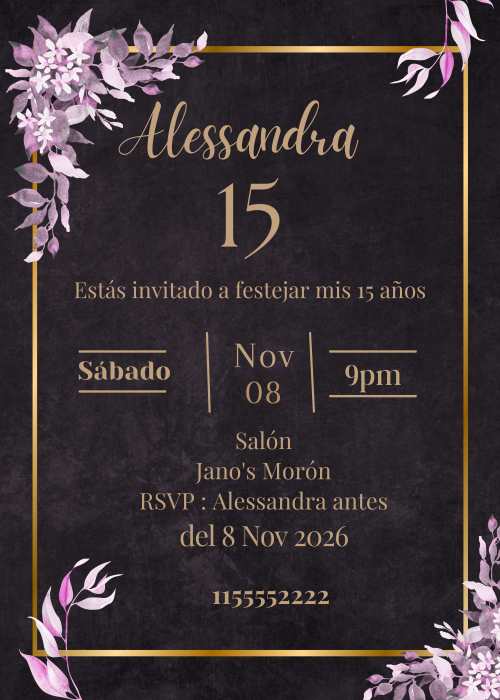 Invitación PDF Simple 15 Años 2