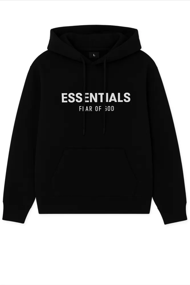 Buzo hoodie oversize negro peinado frisa premium 