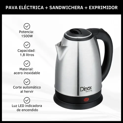 Combo De Pava Eléctrica Exprimidor Y Sandwichera  2