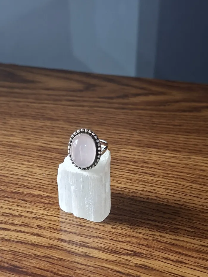 Anillo cuarzo rosa regulable 