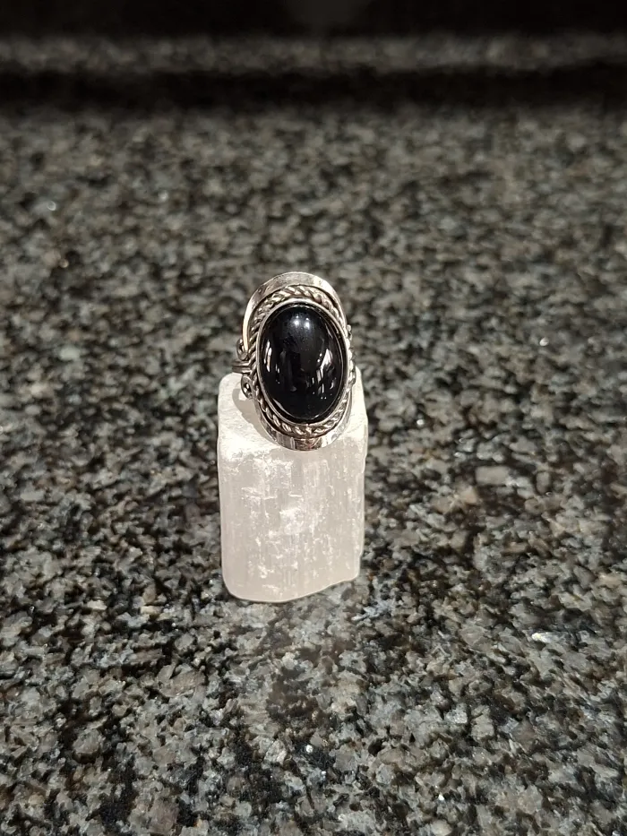 Anillo onix regulable de alpaca 