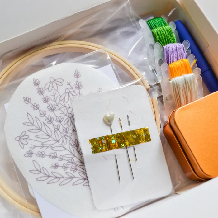 Kit Bordado Completo 5 Hilos + Tela Tusor (SKU002)