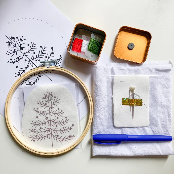 Kit Bordado Navidad Bastidor 15cm Hidrosoluble  2