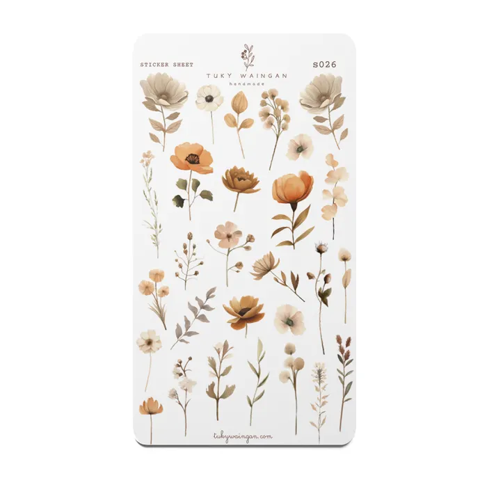 Hoja De 29 Stickers Botánicos Vintage Bullet S026