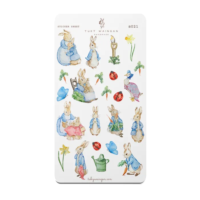 Hoja De 23 Stickers Conejitos Bullet Bujo, Scrapbook S021