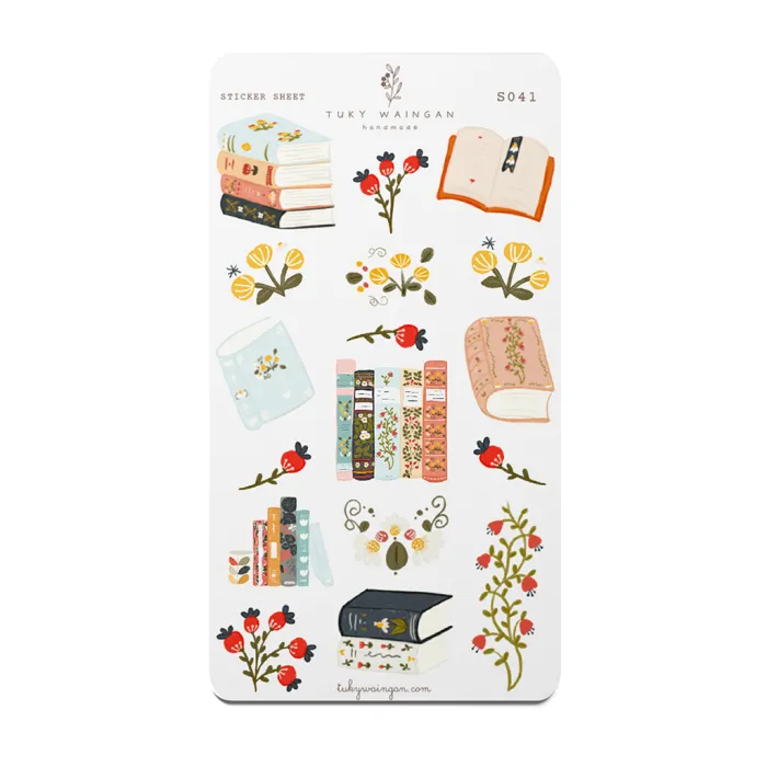 Hoja De 17 Stickers Fan De Los Libros. Bullet Bujo Scrapbook S041