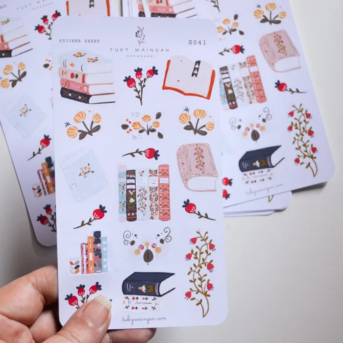 Hoja De 17 Stickers Fan De Los Libros. Bullet Bujo Scrapbook S041 2