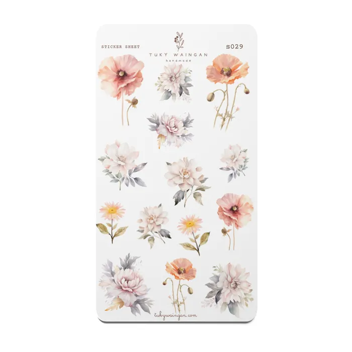 Hoja De 13 Stickers Botánicos Vintage Bullet Bujo, S029