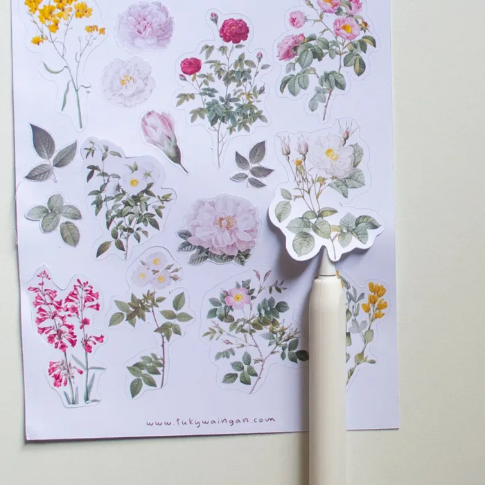 Hoja De 16 Stickers Botánicos Vintage Bullet Bujo, S012 2