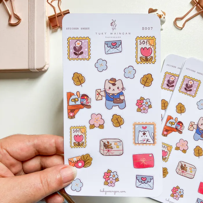 Hoja De 20 Stickers Ilustrado Kawaii Bullet Bujo, S007