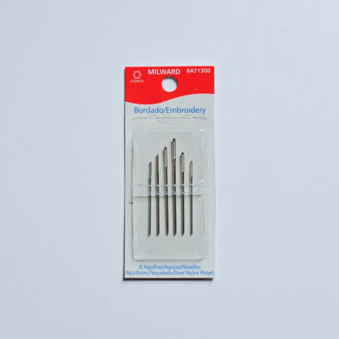 6 agujas ojo grande acero niquelado M0007