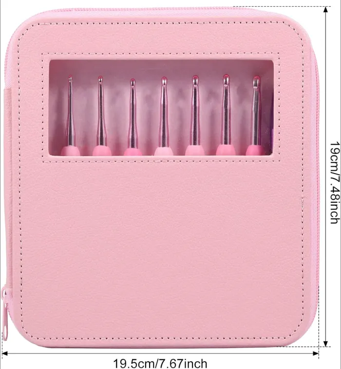 Set 8 Agujas Crochet 2.5-6 Mm Cartuchera Rosa Y Co 2
