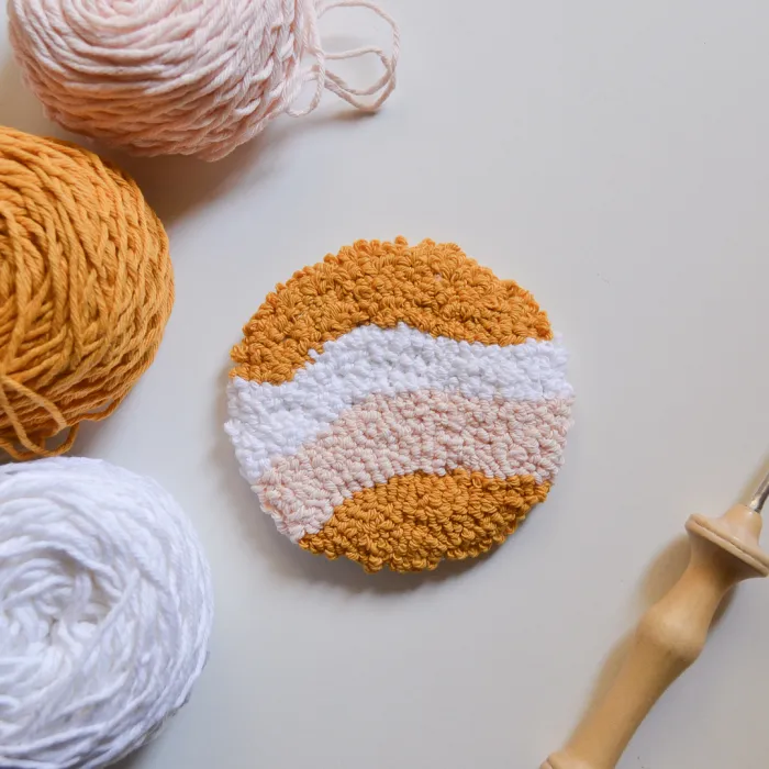 Set X4 Posavasos Punch Needle Maíz y rosa Bordado AT016 2