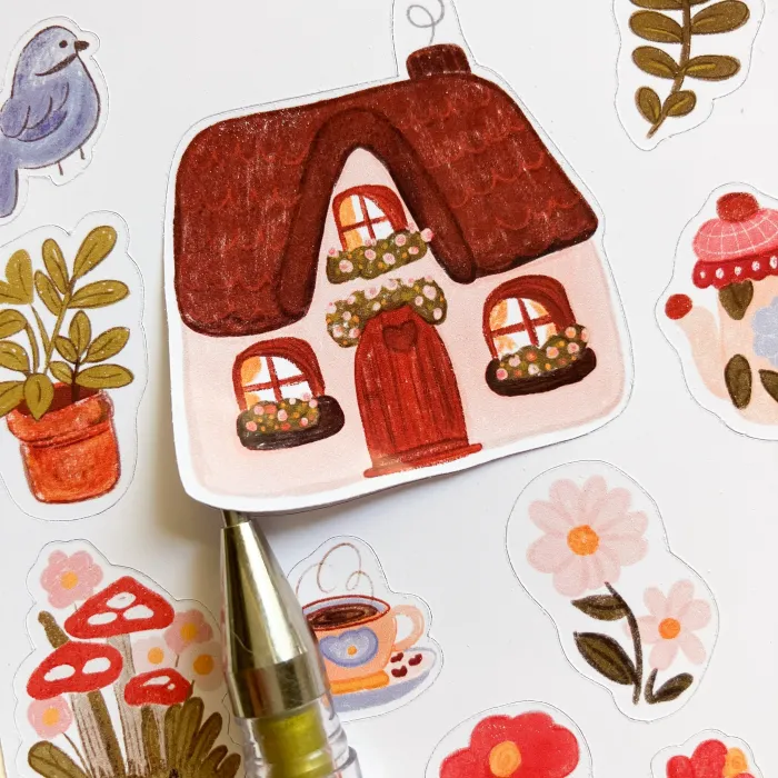 Hoja De 22 Stickers Ilustrados "Té en el jardín" Bullet Bujo (S063) 2