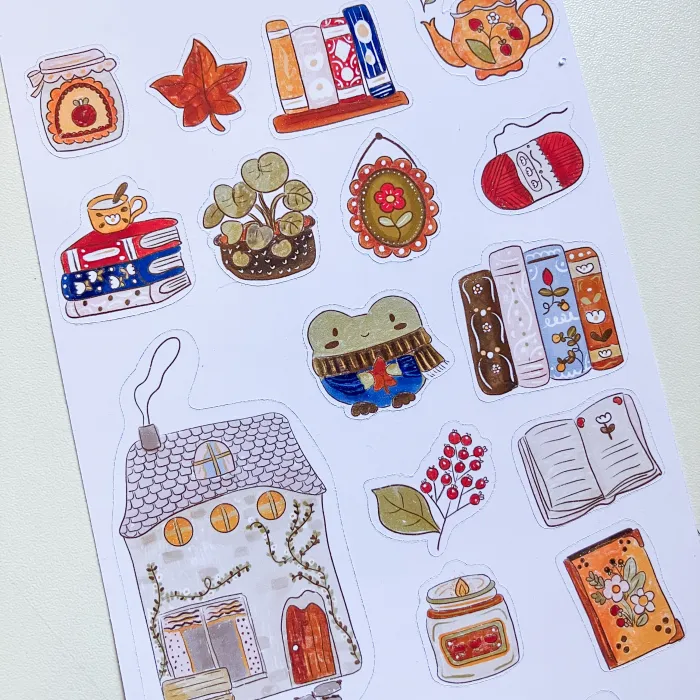 Hoja 19 Stickers Casa De Invierno Kawaii Bujo Scrapbook 2