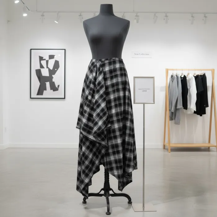 Falda asimetrica cuadros new collection 2