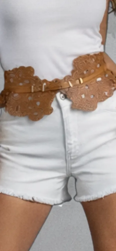 Cinto encaje cuero textil