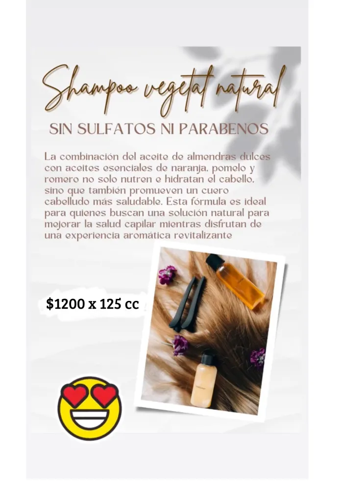 Shampoo vegetal natural con aceites esenciales 