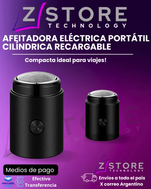 Afeitadora Eléctrica Portátil Cilíndrica Recargabl