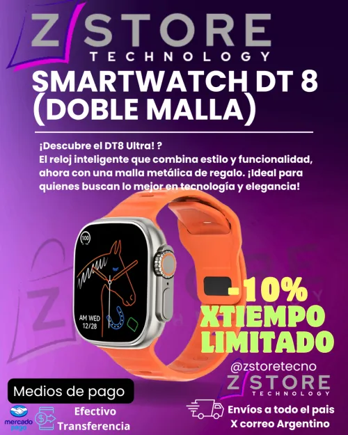 SMARTWATCH DT8 (doble malla)