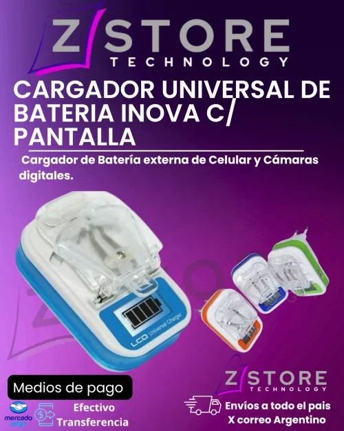 	CARGADOR UNIVERSAL DE BATERIA INOVA C/ PANTALLA