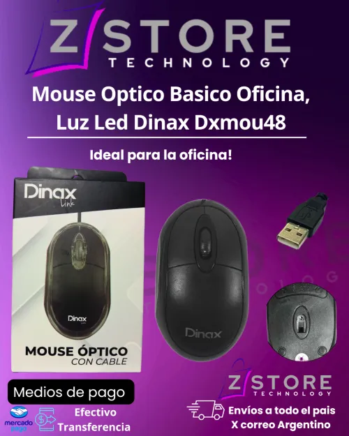 Mouse Optico Basico Oficina, Luz Led Dinax Dxmou48