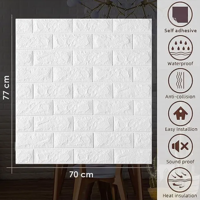 REVESTIMIENTO PREMIUM ADHESIVO 3D LADRILLO BLANCO 2
